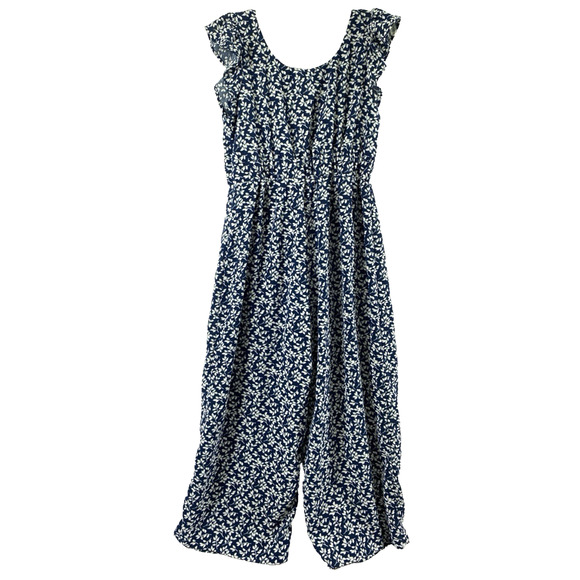 Blu Pepper Jumpsuit Womens‎ Large Navy Blue Wide Leg 1 Pc Romper Summer Beach - Picture 2 of 11